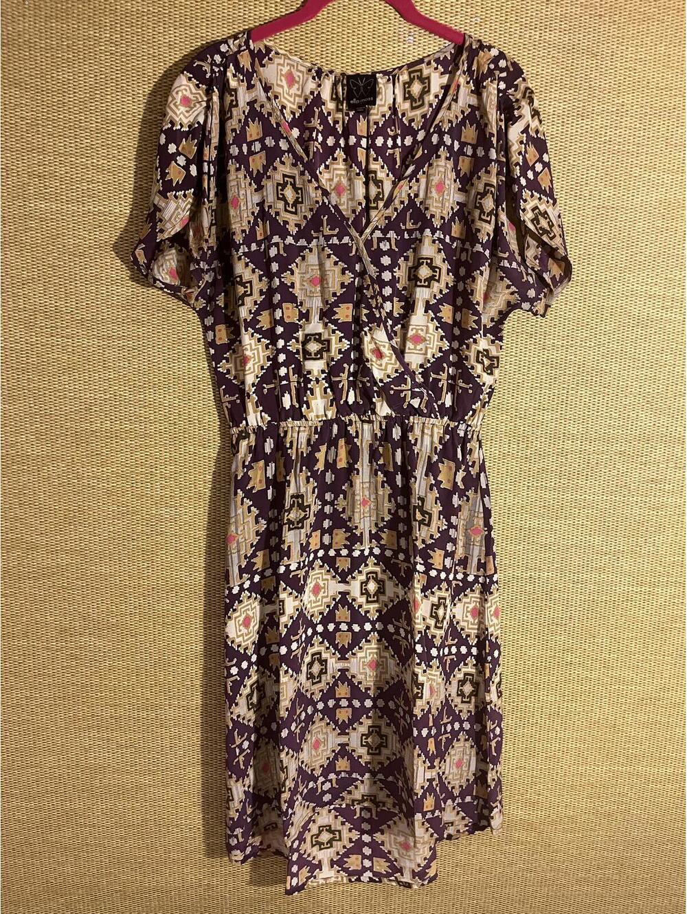 ella moss Women's Small silk Dress with Geometric Pattern